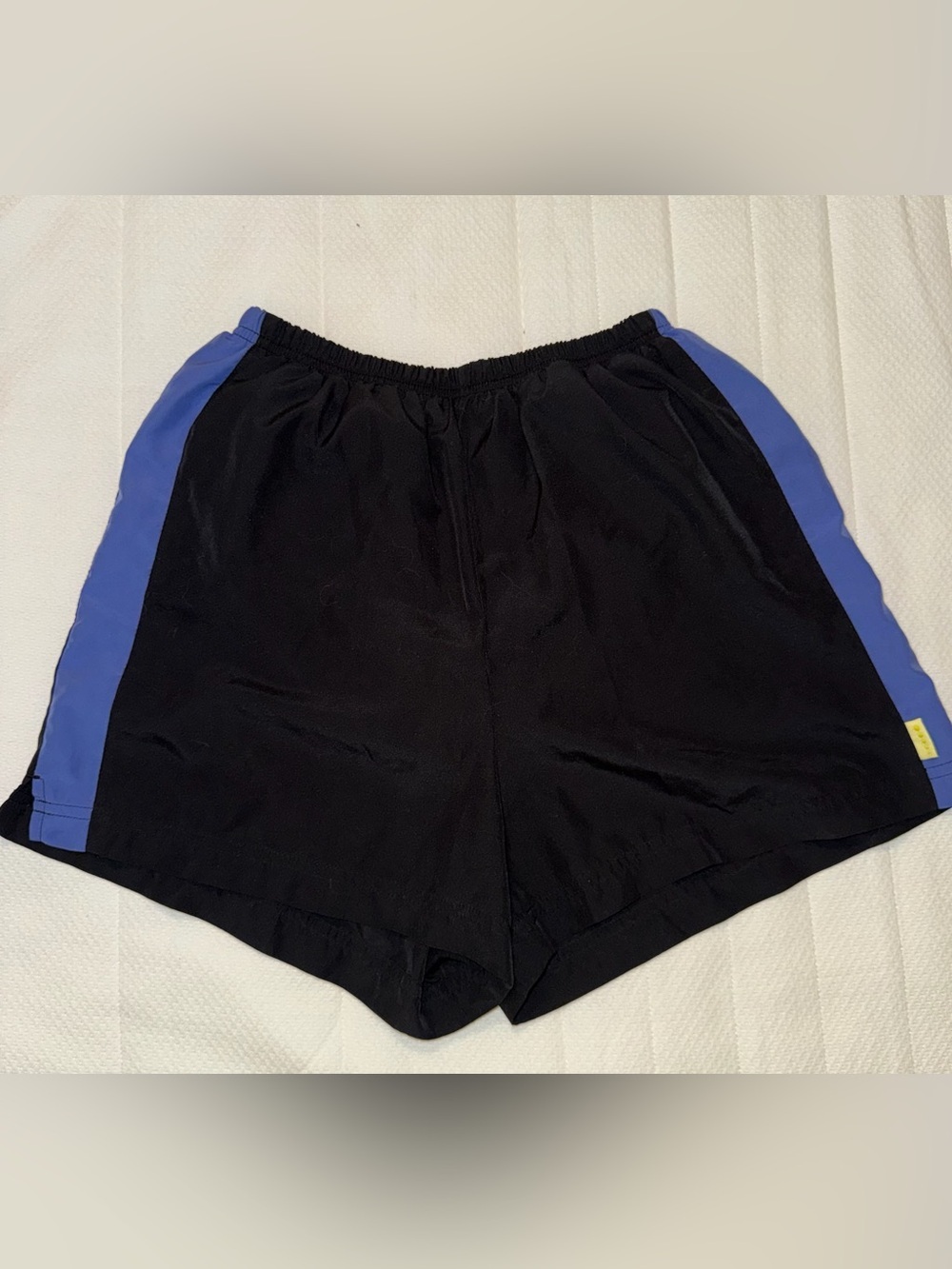 Women’s Black Athletic Shorts with Blue Side Panels Size S